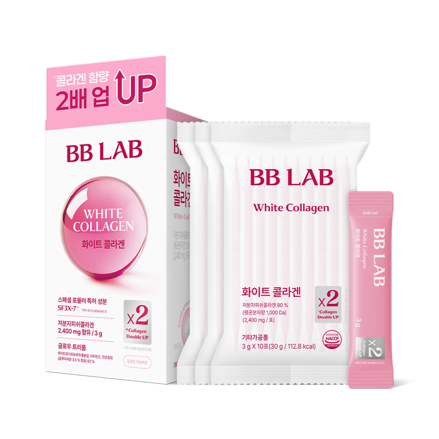 BB LAB, White Collagen, Низькомолекулярний рибний колаген із вітаміном C зі смаком персика, 3 г × 30 стіків