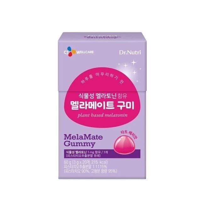 CJ WELLCARE, MelaMate Gummy, Жувальні мармеладки з рослинним мелатоніном для здорового сну, 20 мармеладок