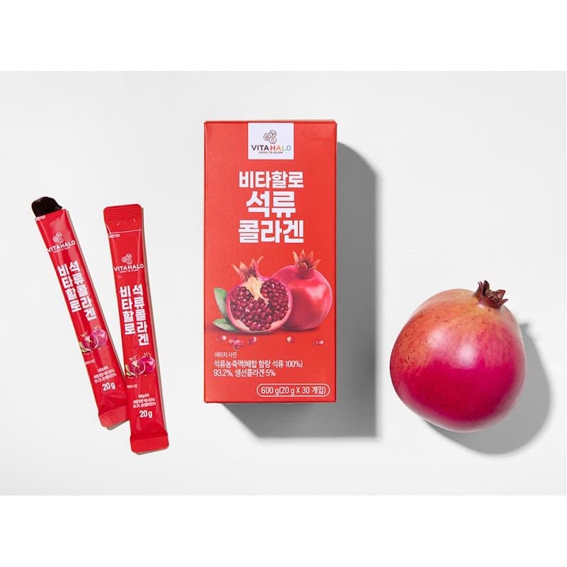 VITAHALO, Pomegranate Collagen Jelly Stick, Желейні стіки з гранатом та колагеном для краси шкіри зсередини, 20 г × 30 стіків